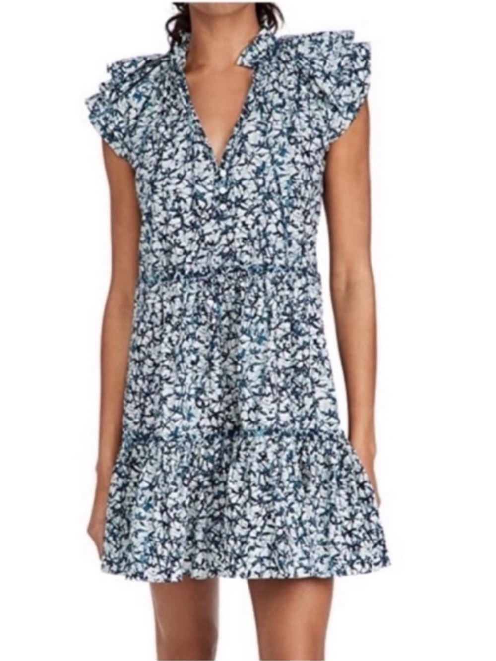 Veronica Beard Zee Dress batik print tiered size 8